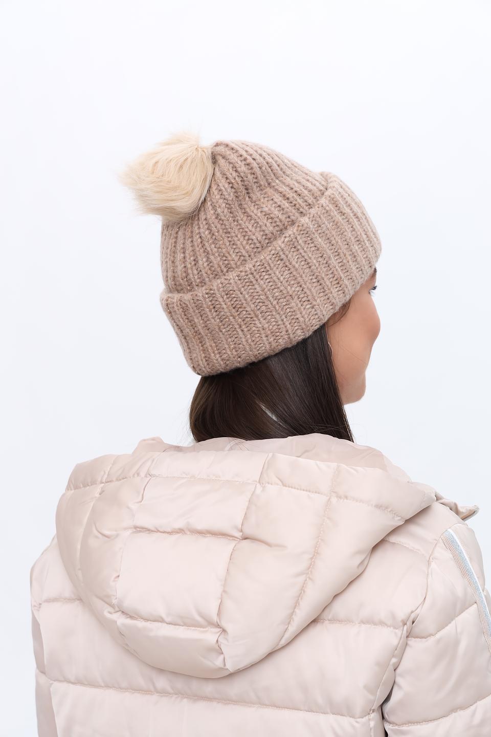 Шапка Roeckl с помпоном бежевая