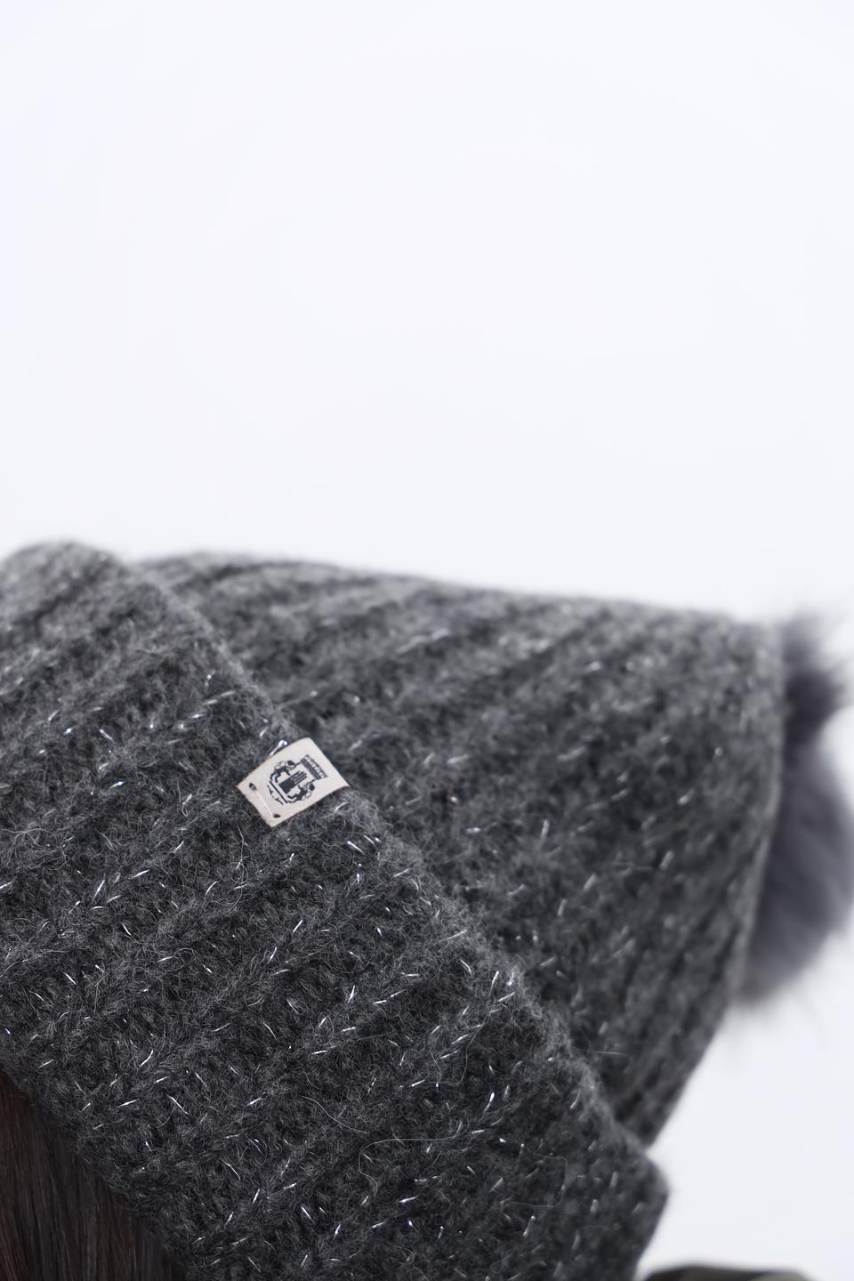 Шапка Roeckl вязаная серая с помпоном