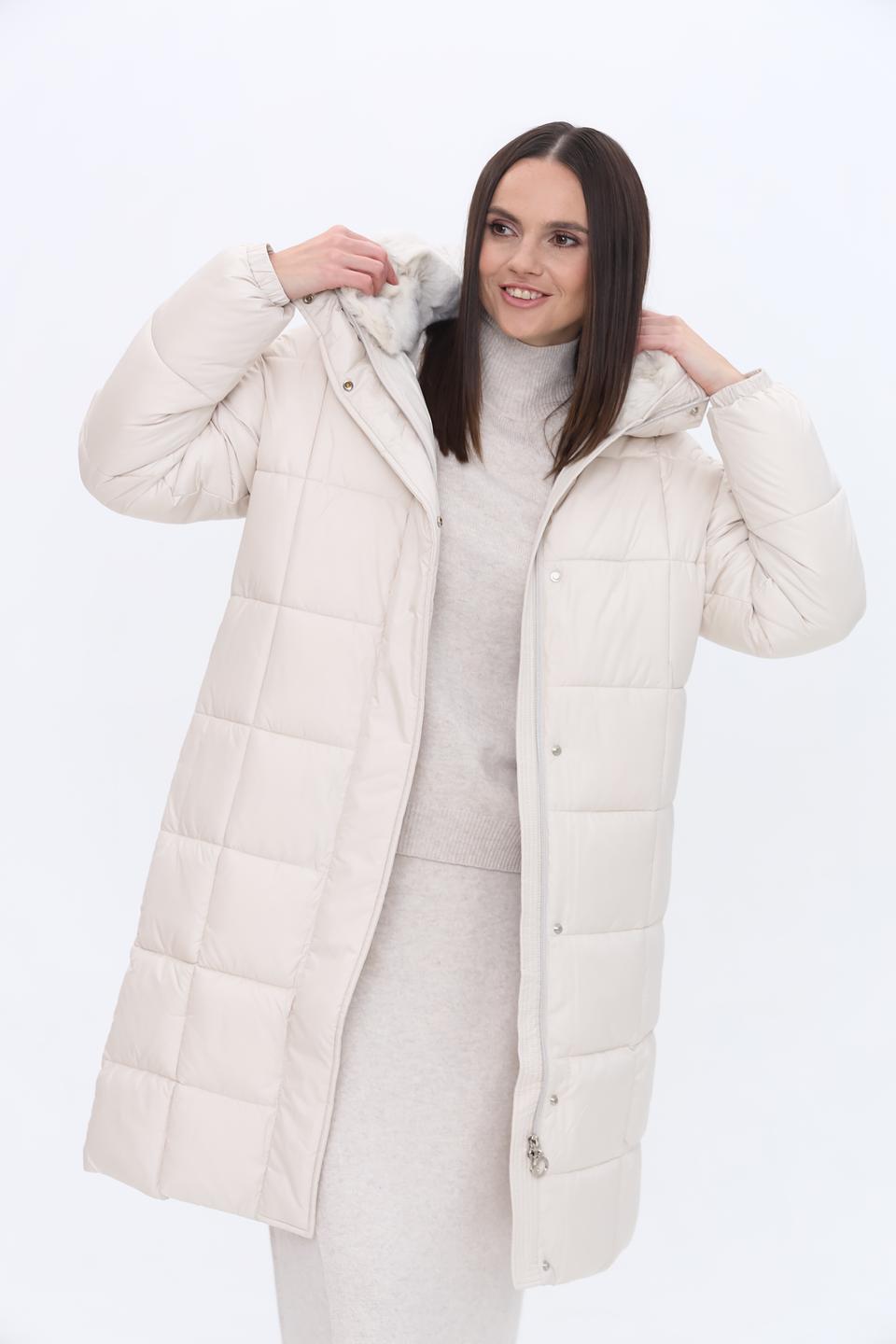 Пальто Pezzo стеганое бежевое