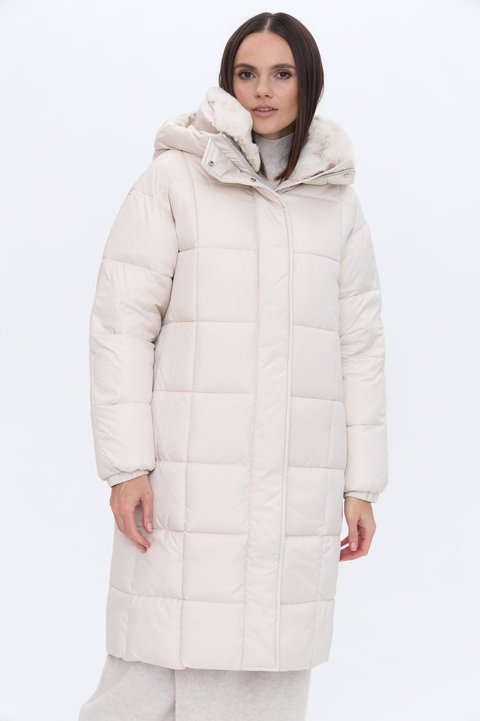 Пальто Pezzo стеганое бежевое