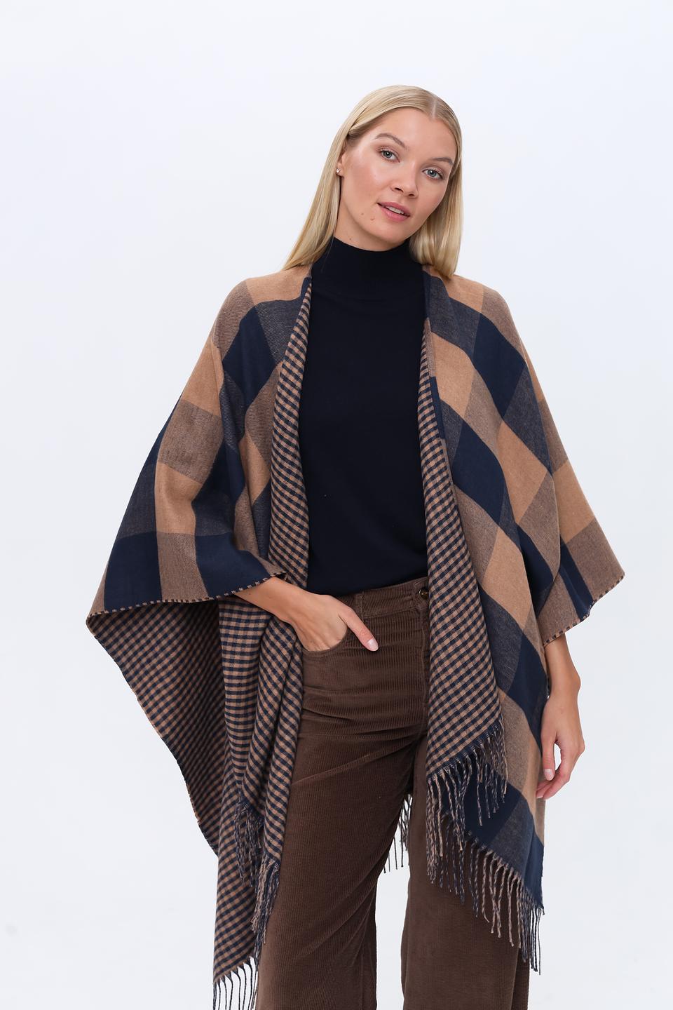 Пончо Tom Tailor в клетку