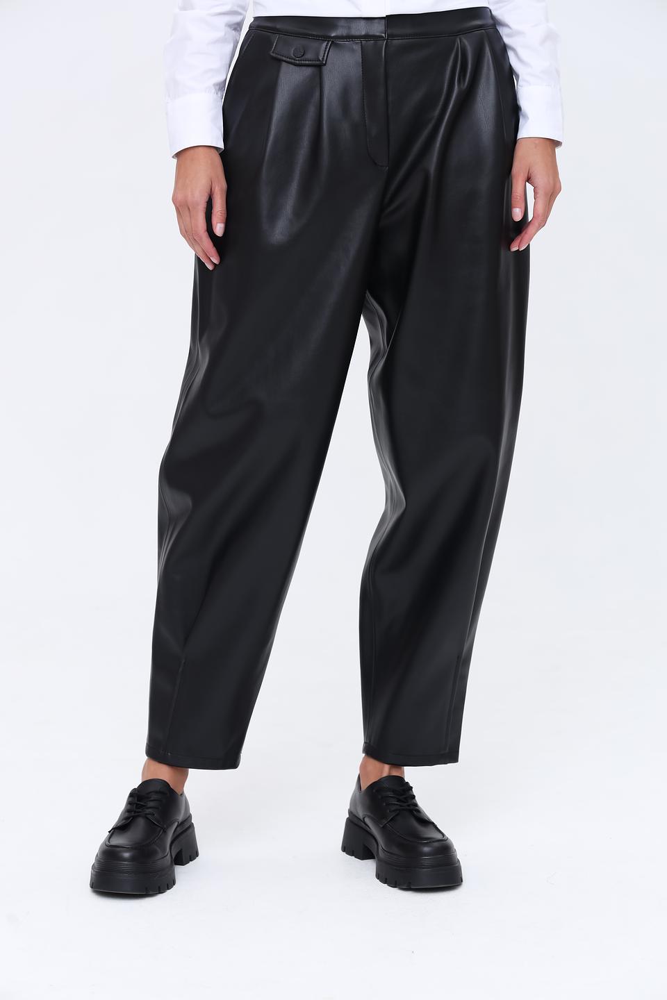 Брюки Hugo из экокожи чёрные