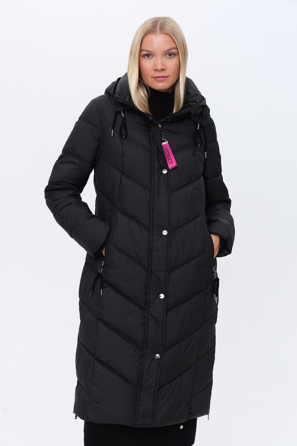Пальто District стеганое чёрное