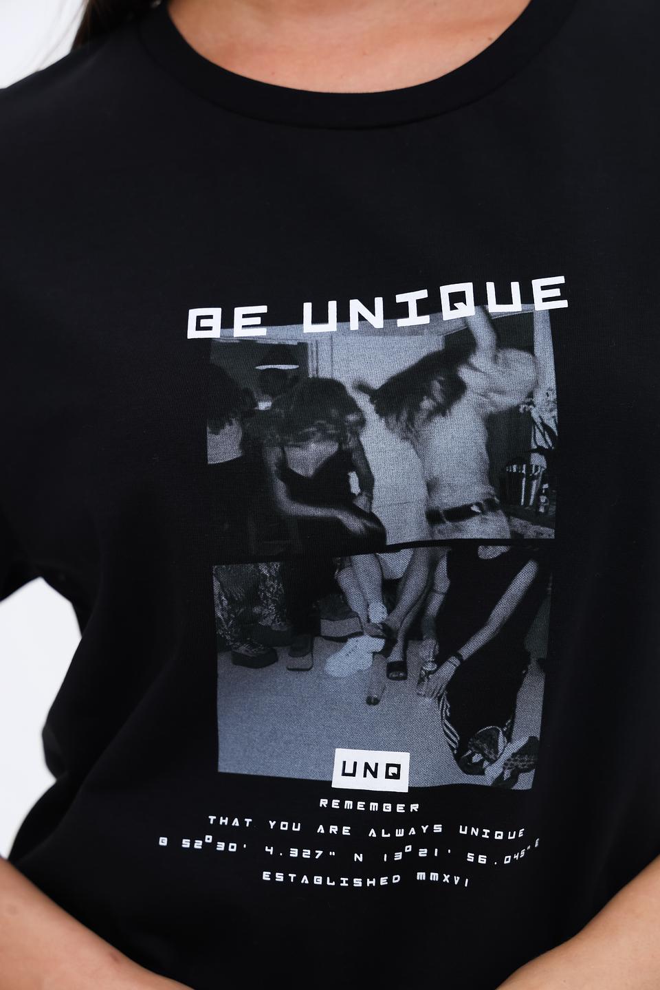 Футболка UNQ женская с принтом чёрная