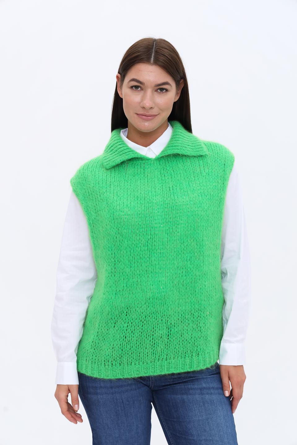 Жилет You Just White зелёный вязаный