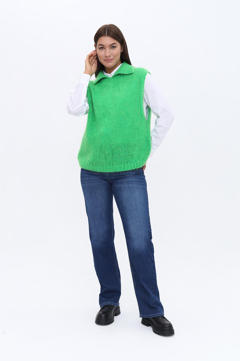 Жилет You Just White зелёный вязаный