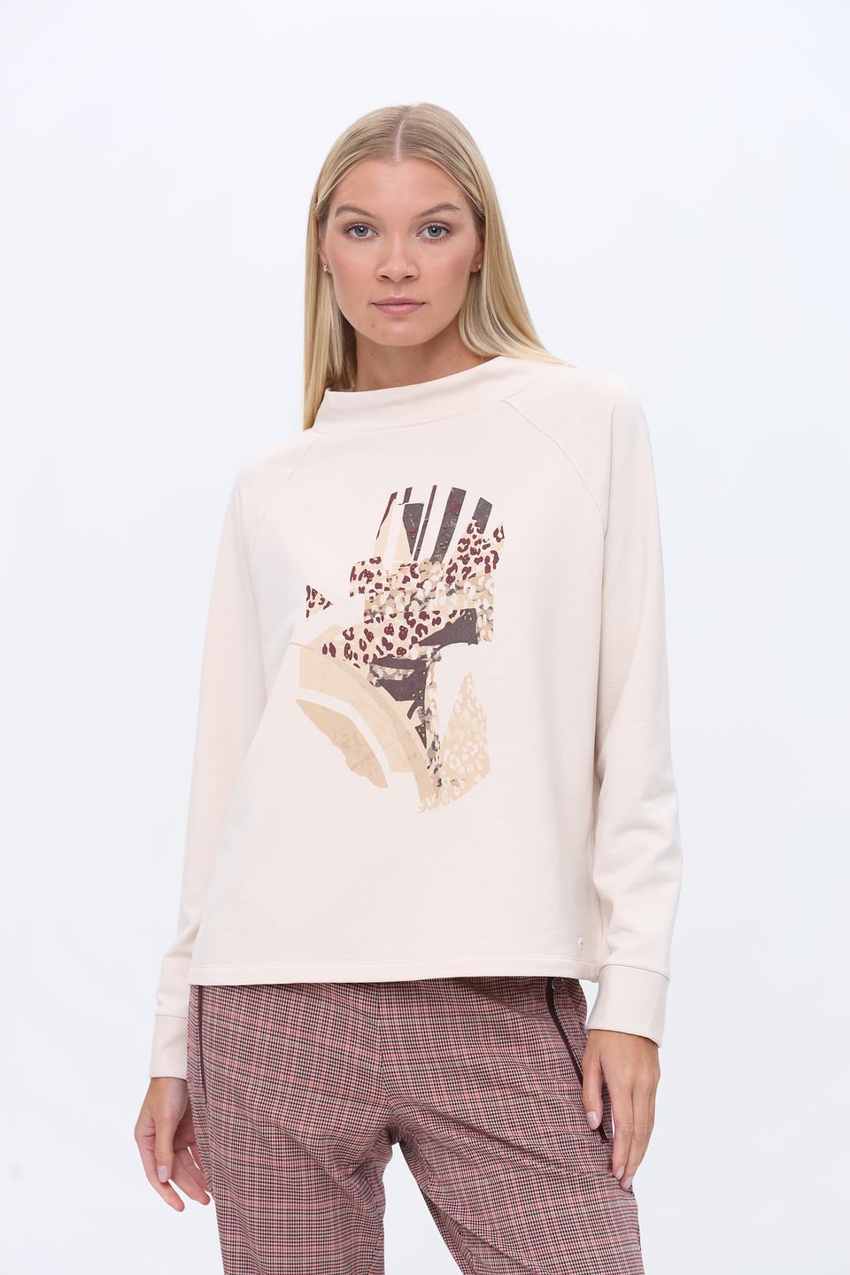 Пуловер Olsen с принтом бежевый