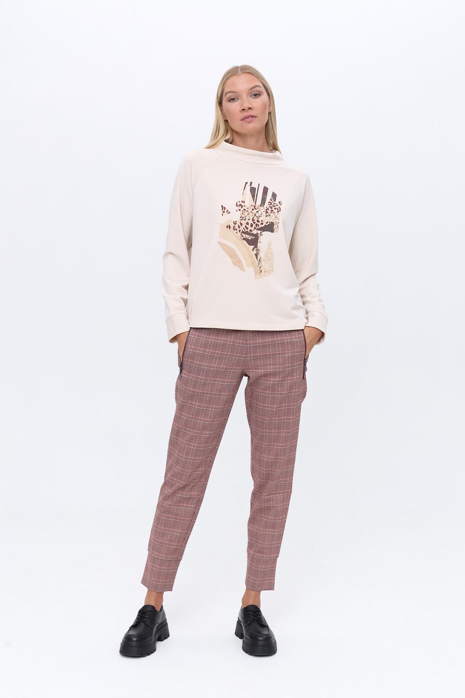 Пуловер Olsen с принтом бежевый