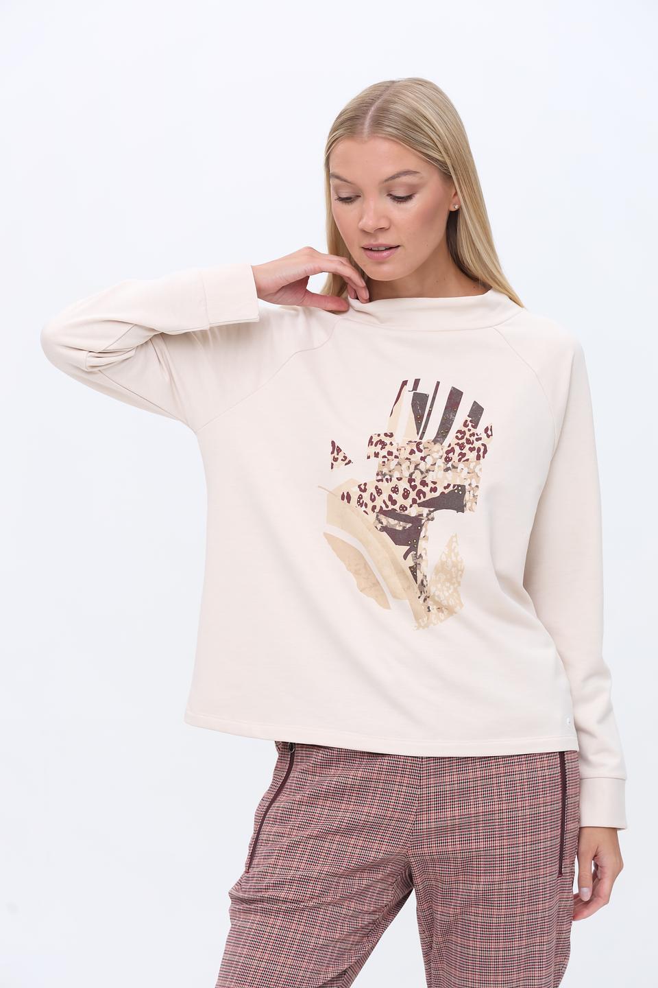 Пуловер Olsen с принтом бежевый