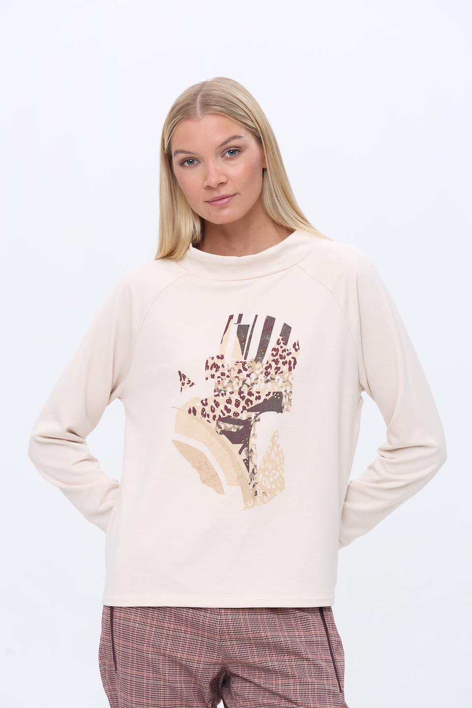 Пуловер Olsen с принтом бежевый