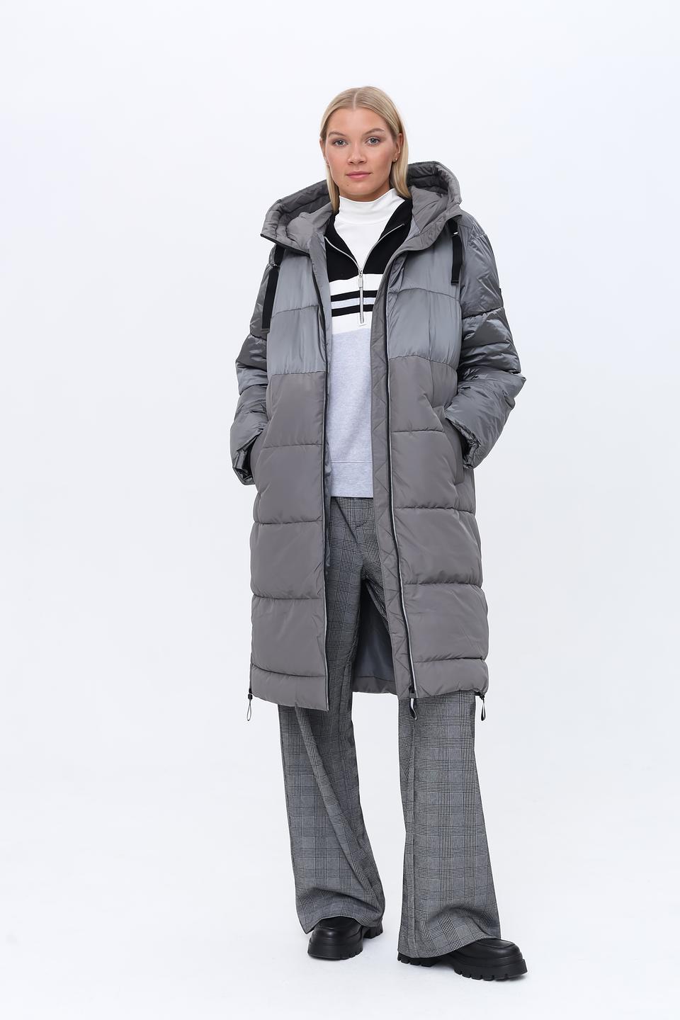 Пальто Olsen стеганое серое