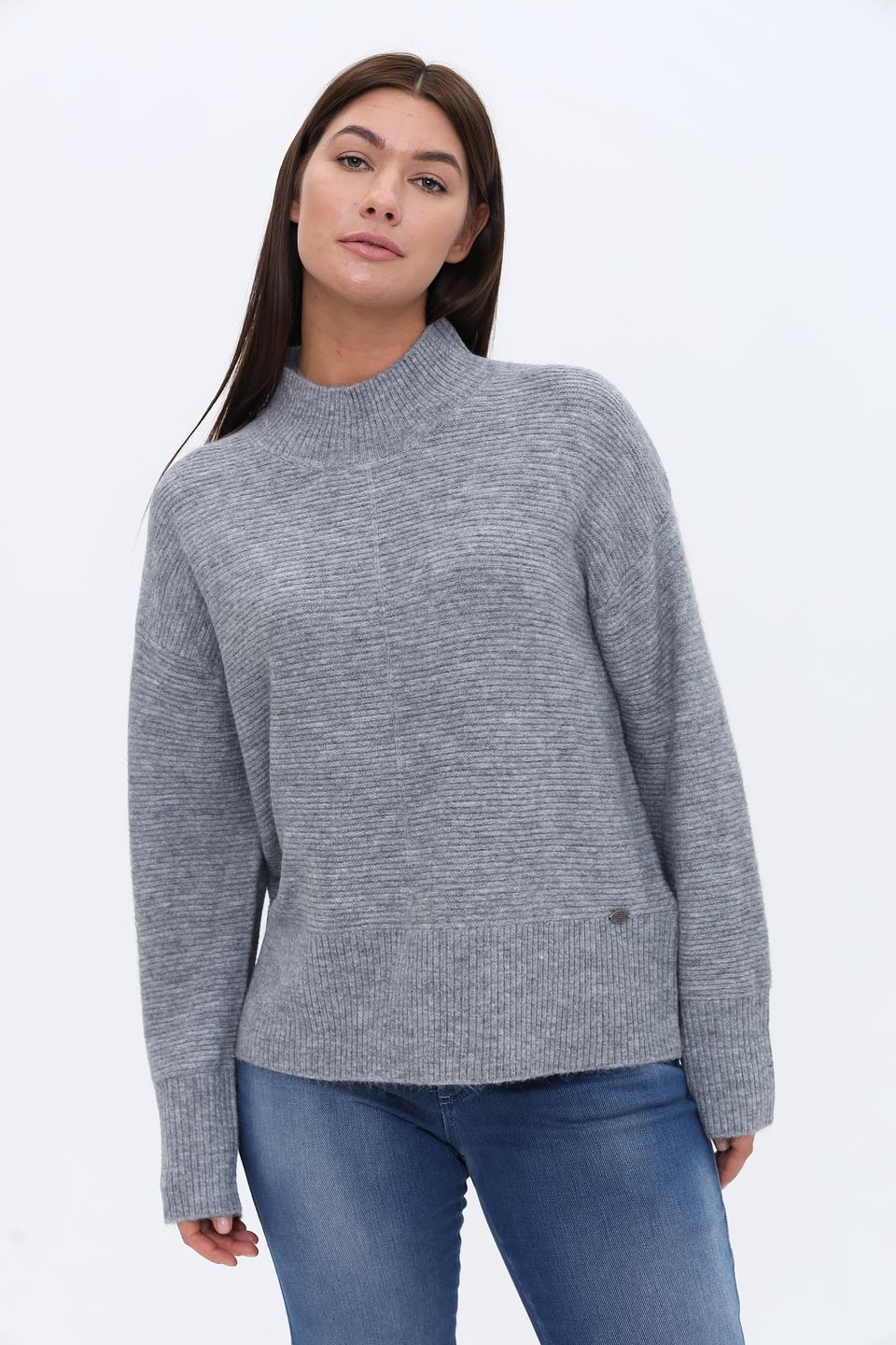 Пуловер Time Zone серый с горлом