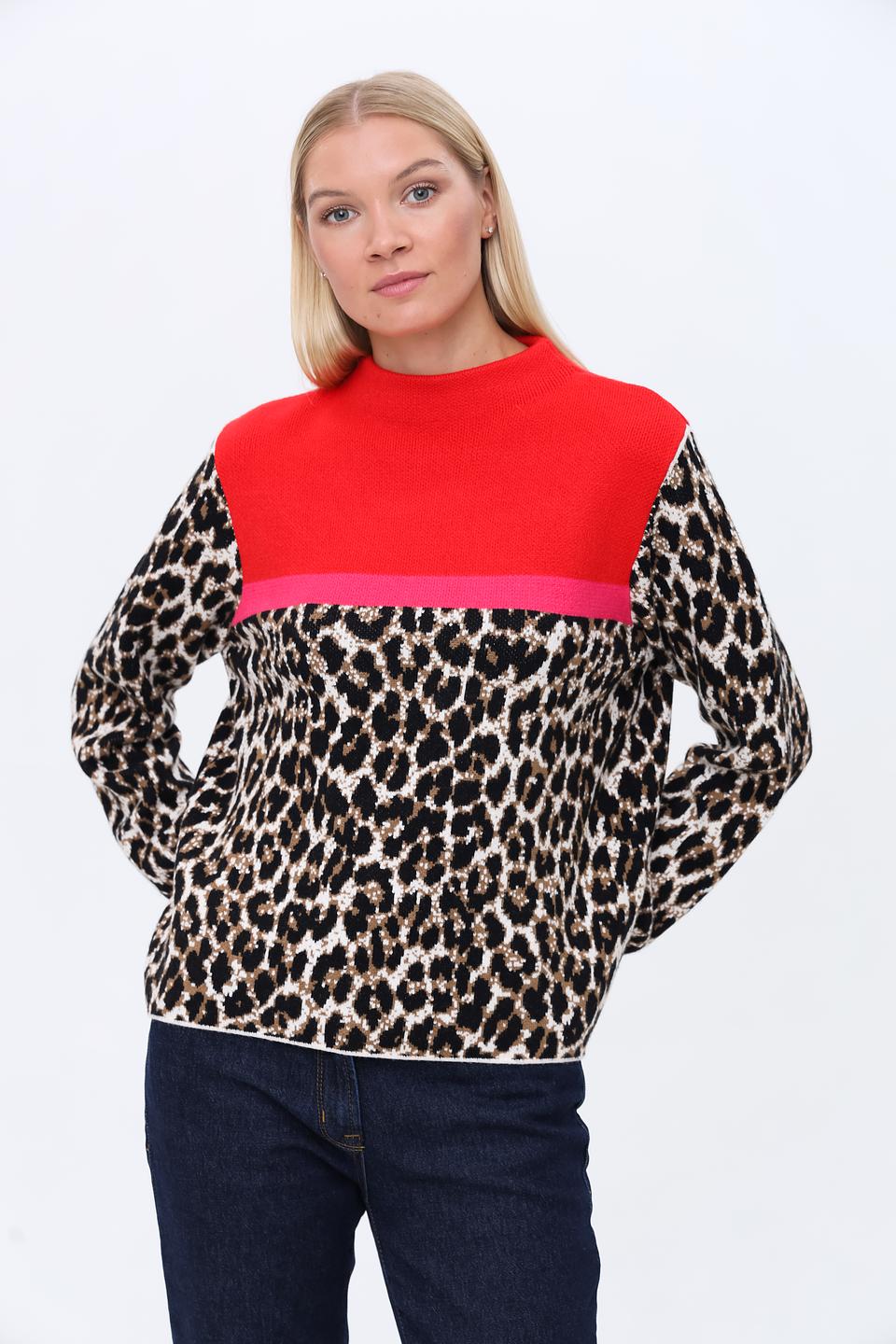Пуловер Oui с леопардовым принтом