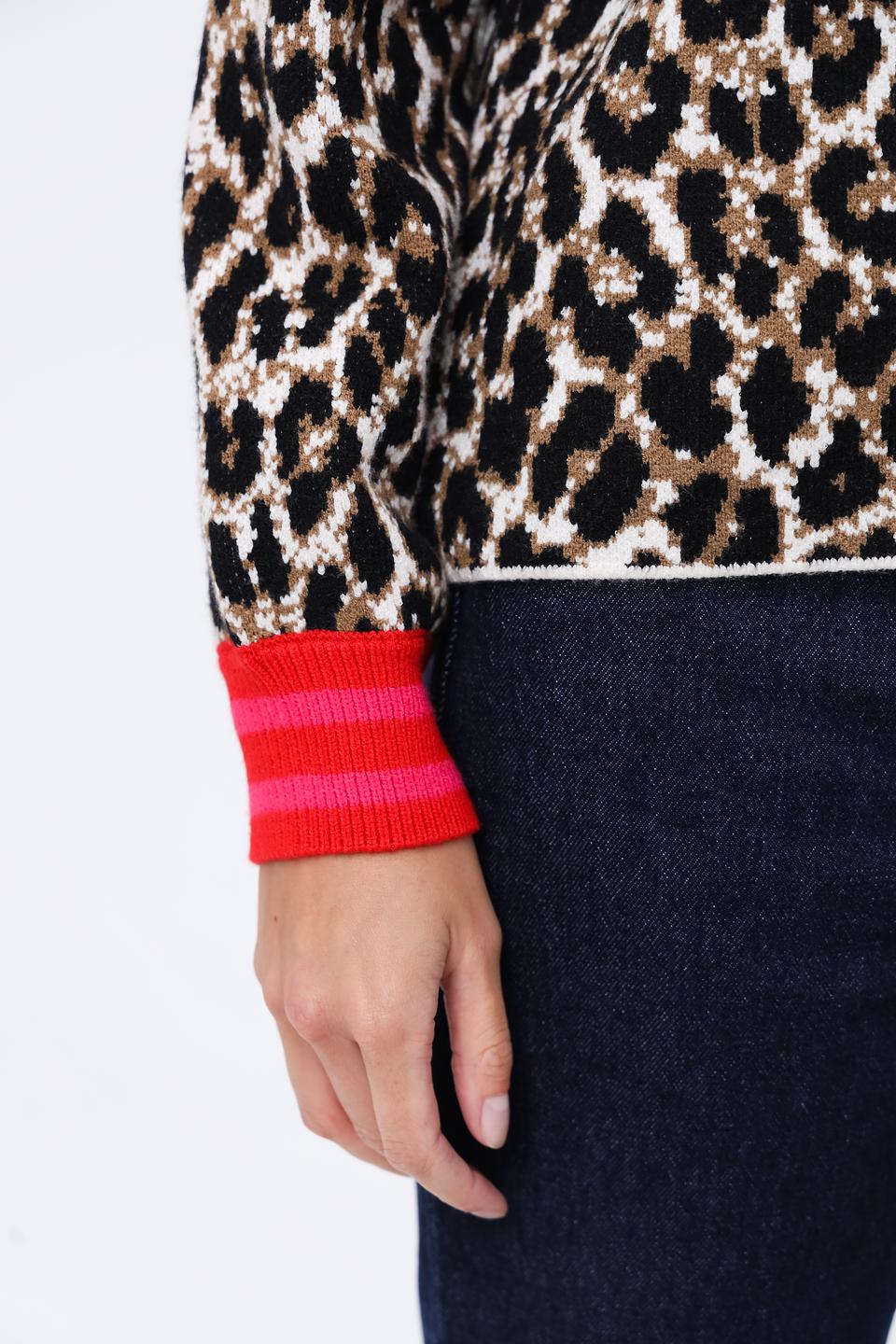 Пуловер Oui с леопардовым принтом