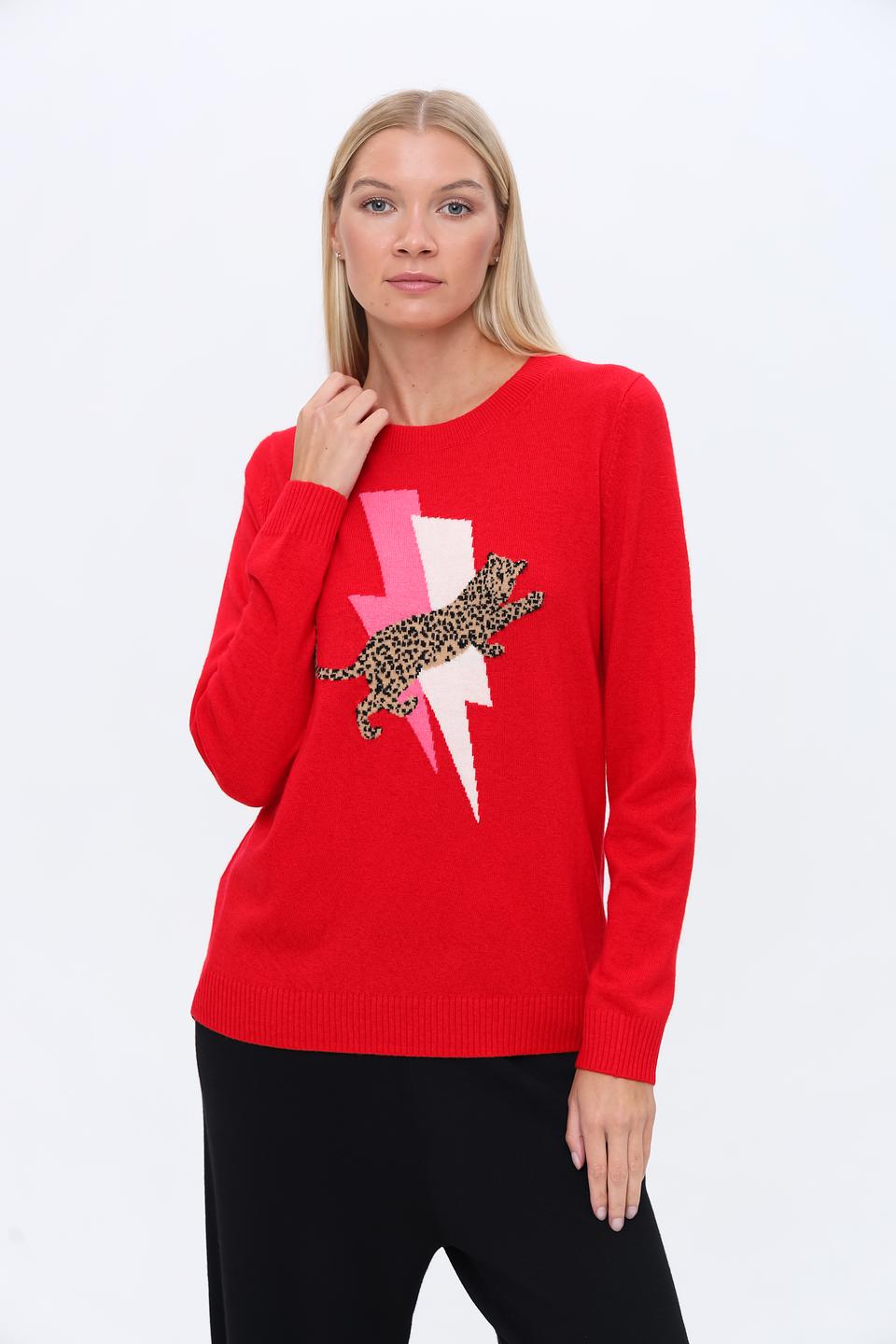 Пуловер Oui с леопардом