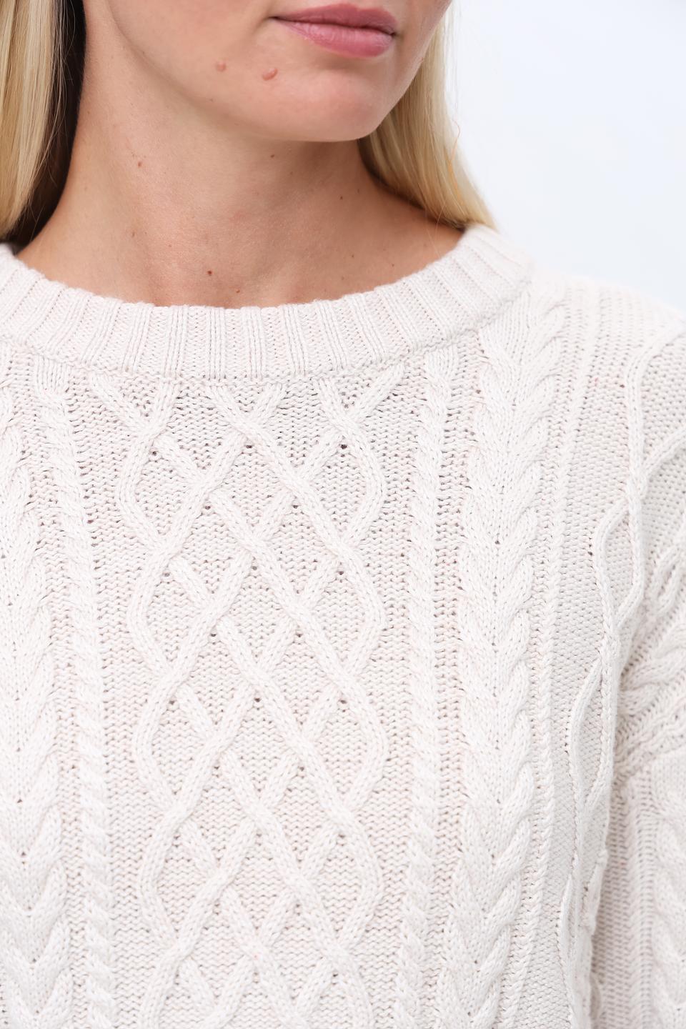 Пуловер Oui с косами кремовый