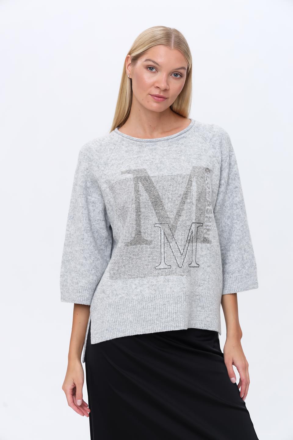 Пуловер Monari с логотипом серый