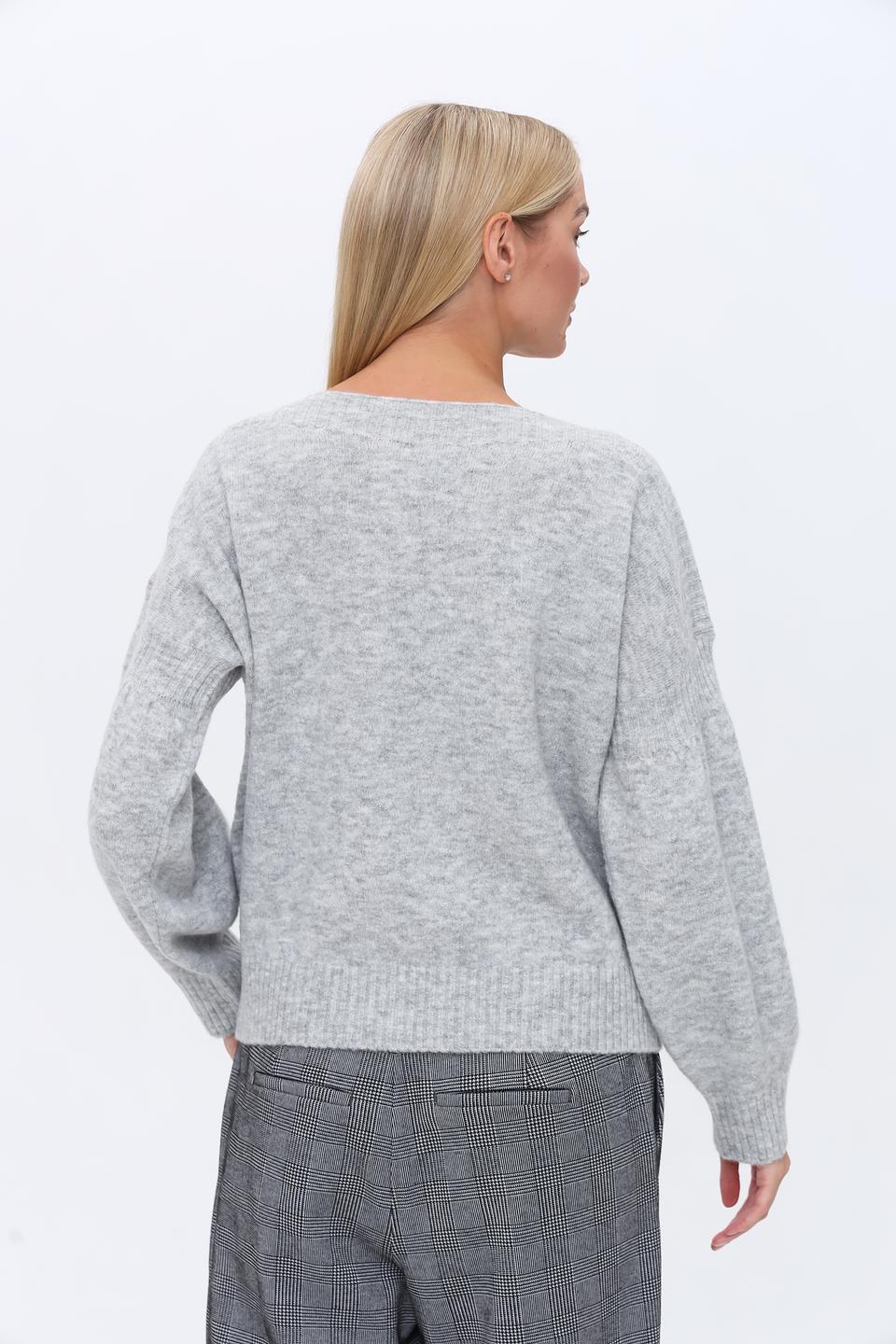 Пуловер Monari серый с рукавом-фонарик