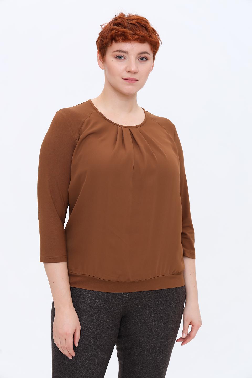 Блуза Frank Walder коричневая с драпировкой