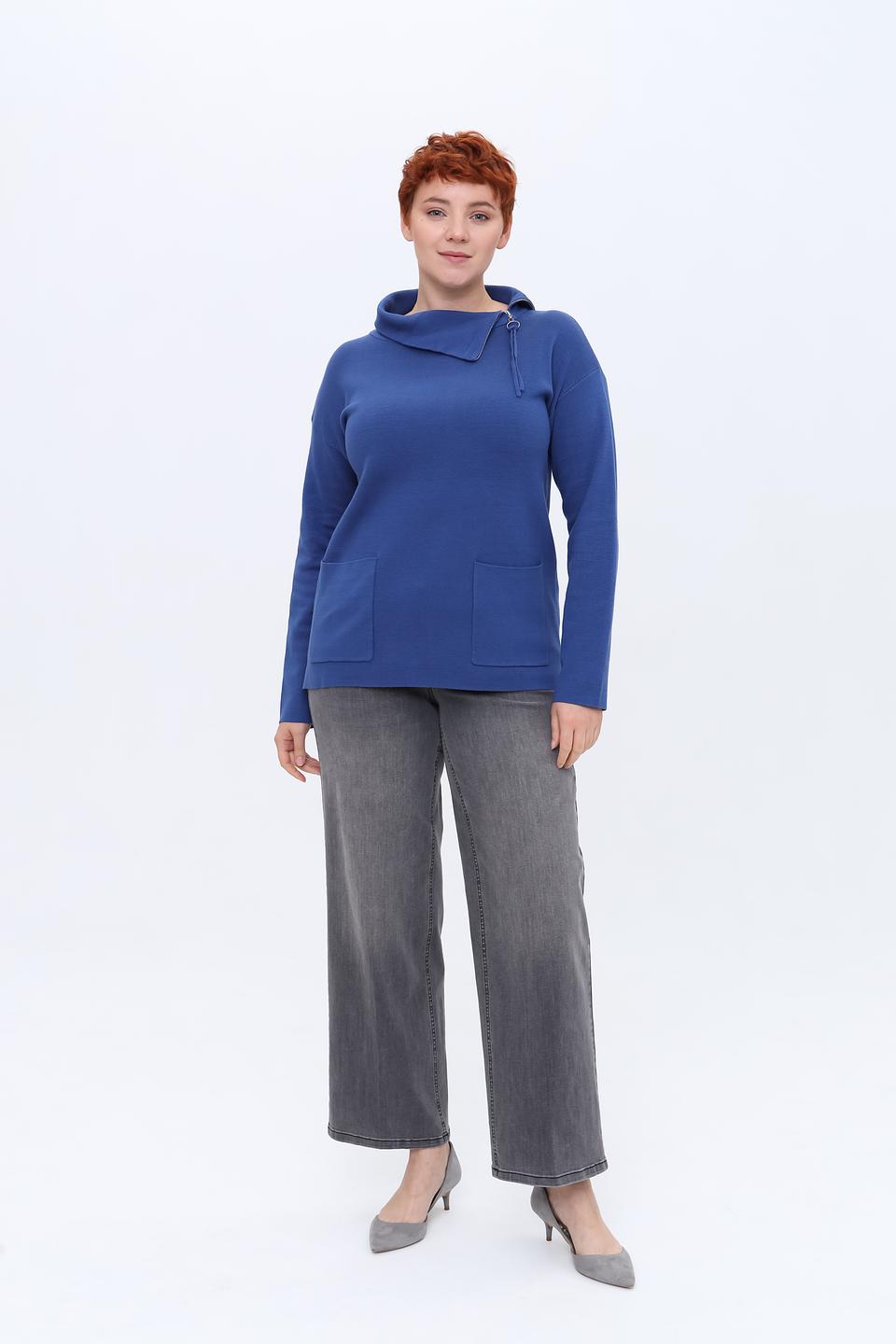 Пуловер Lebek синий с молнией