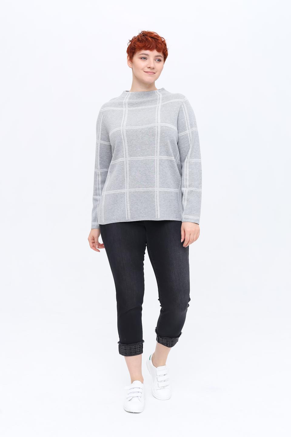 Пуловер Frapp в клетку серый