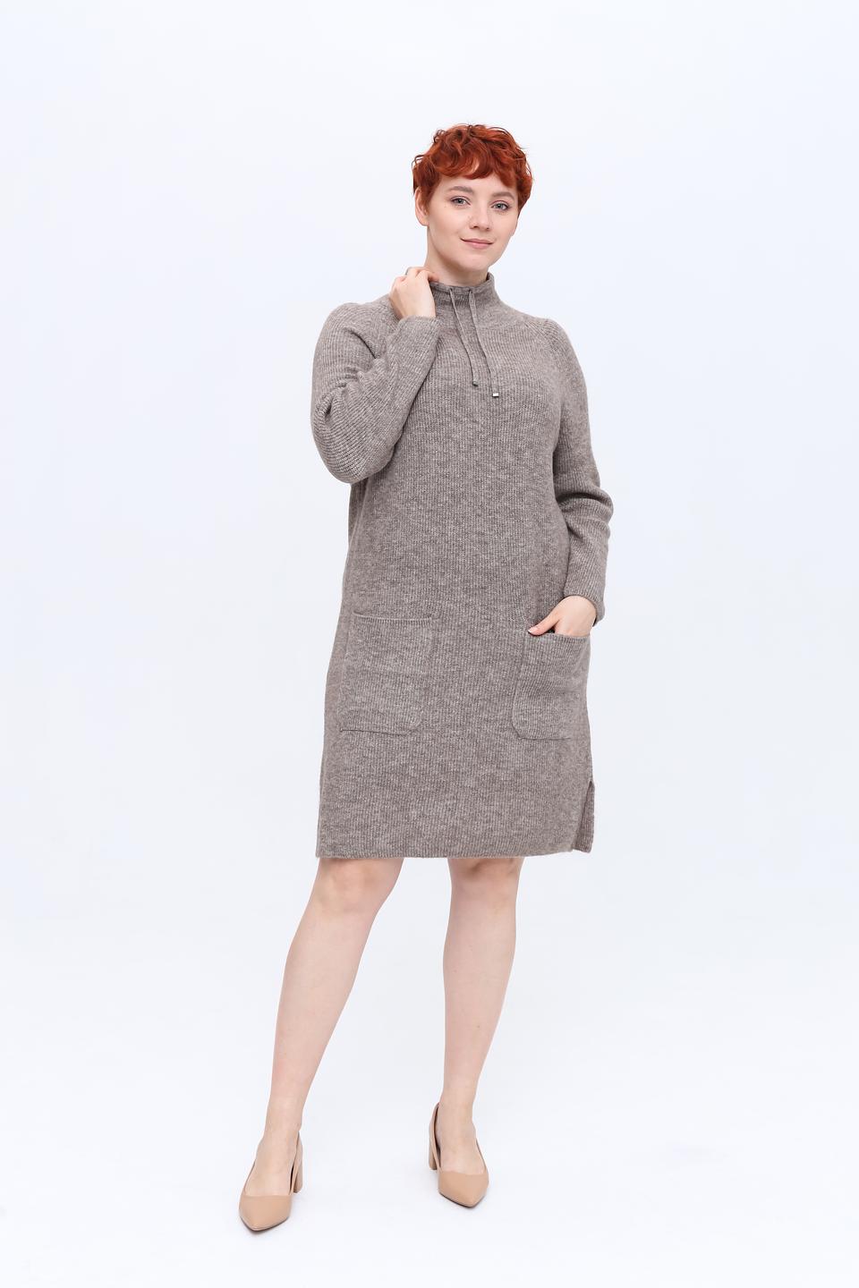 Пуловер Lecomte с карманами серо-коричневый