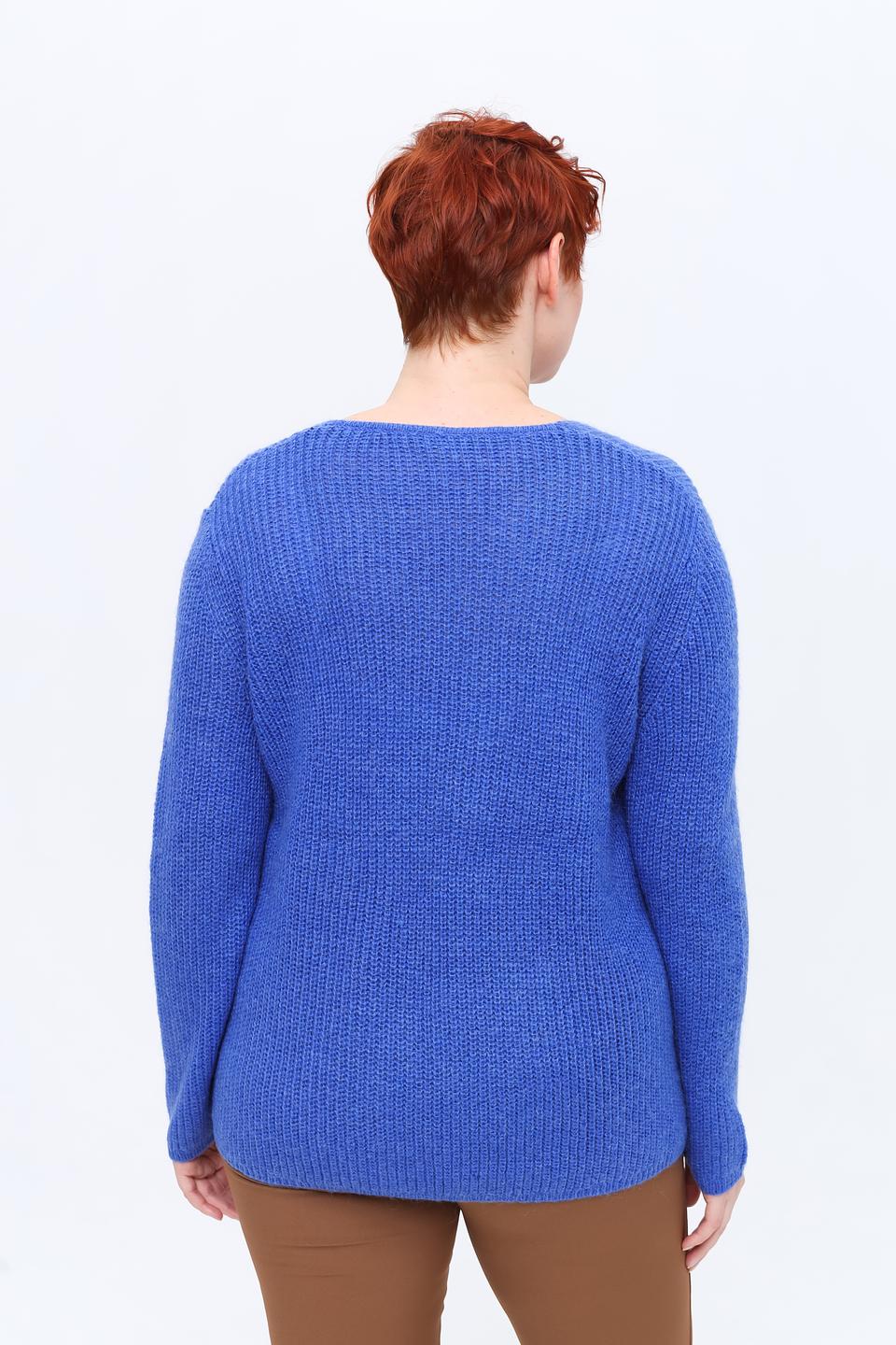 Пуловер Frapp V-образный вырез синий