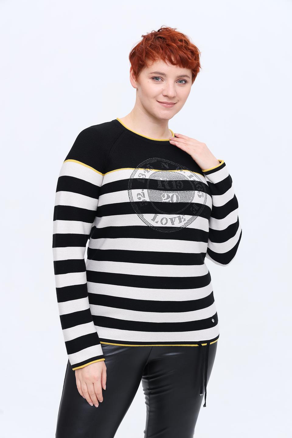 Пуловер Rabe collection в полоску чёрный
