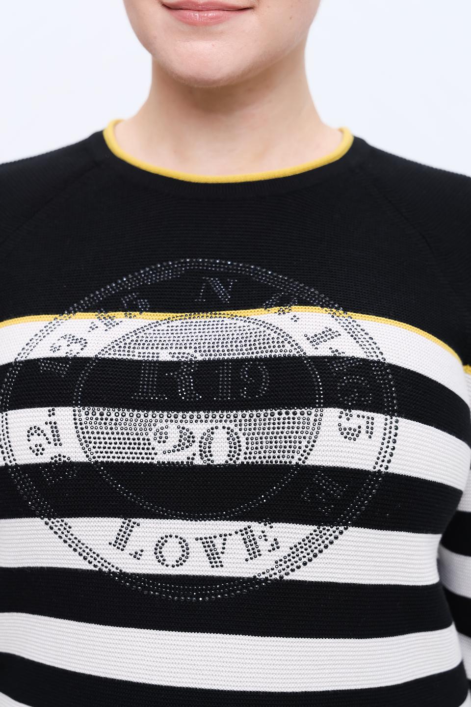 Пуловер Rabe collection в полоску чёрный