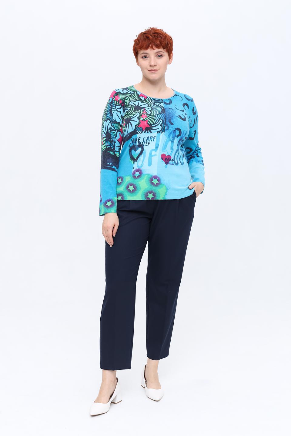 Пуловер Rabe collection с принтом бирюзовый