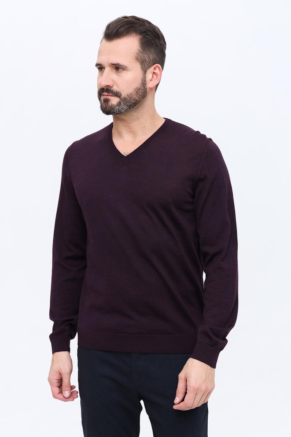 Джемпер Boss Black V-образный бордовый