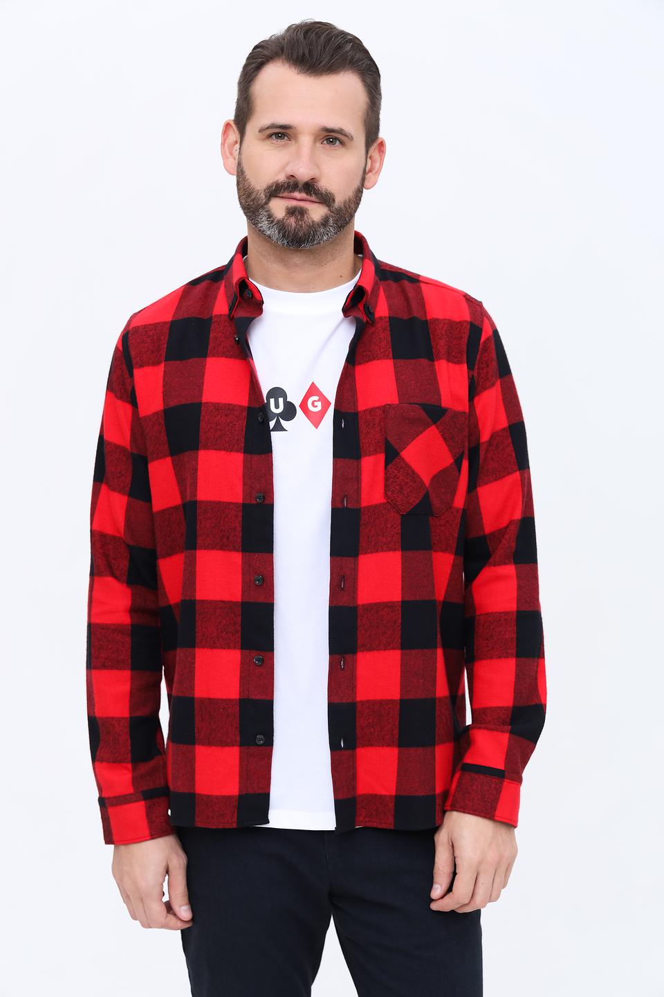 Рубашка Hugo клетка красный