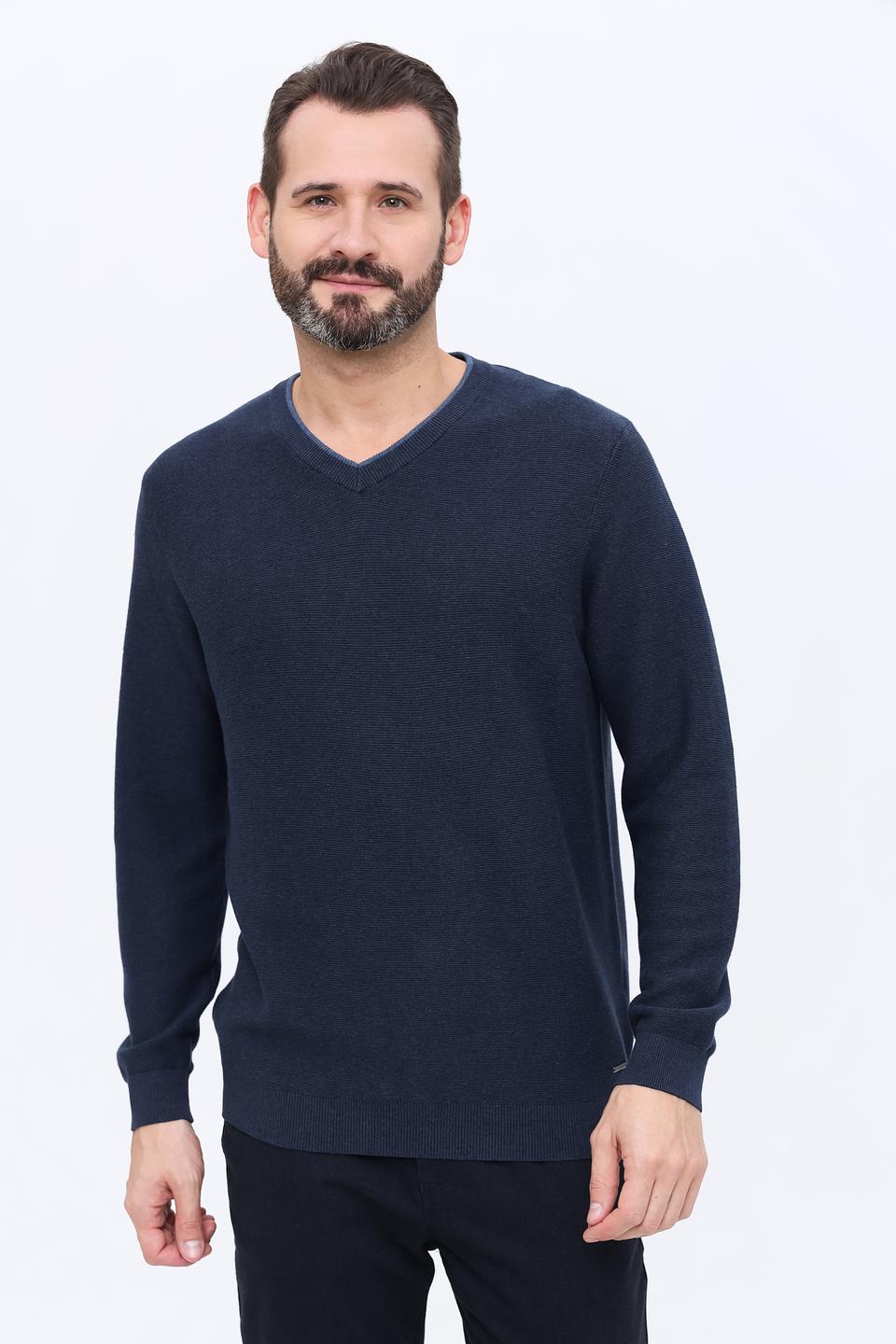 Джемпер Ragman V-образный тёмно-синий