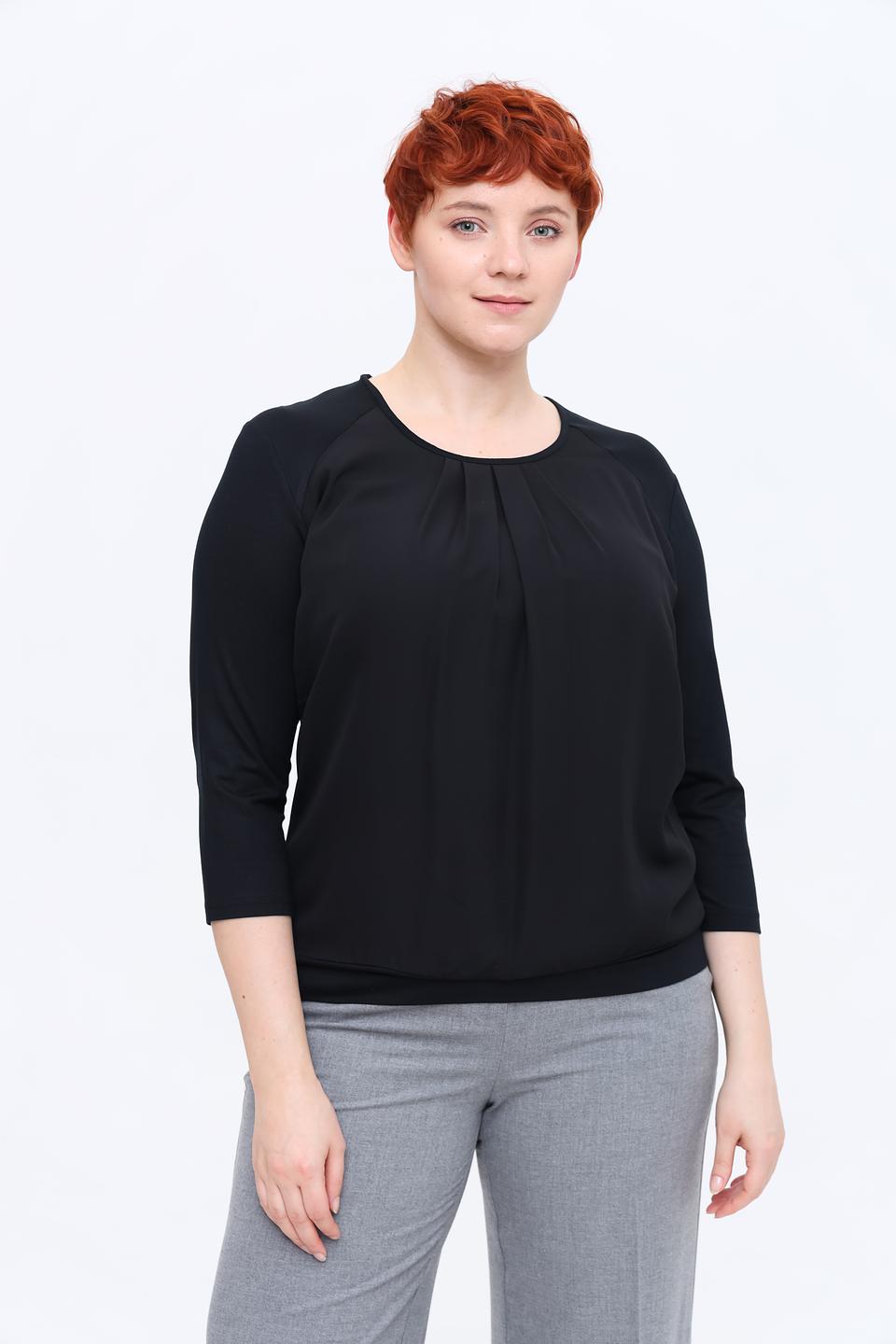 Блуза Frank Walder черная с драпировкой