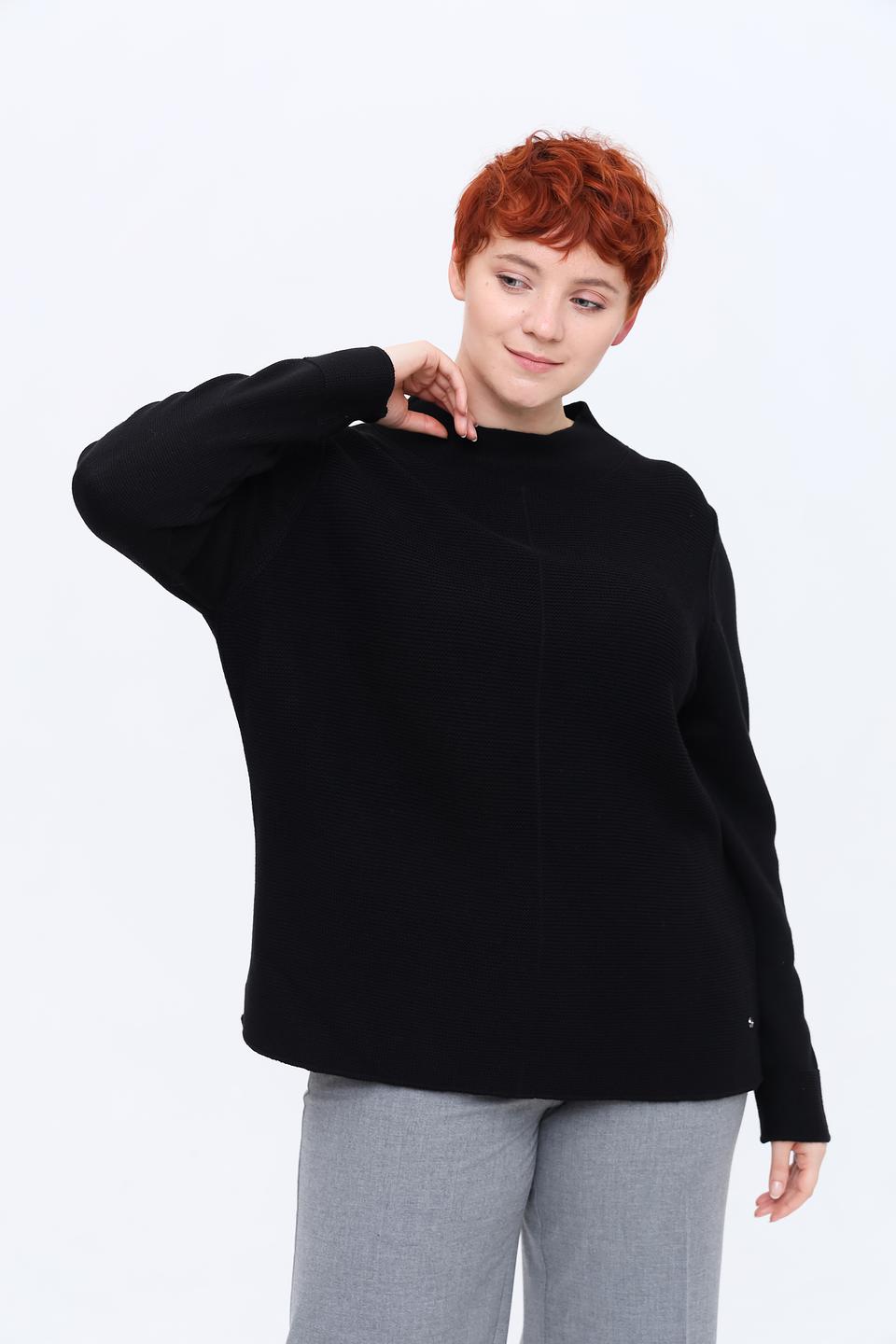 Пуловер Frapp чёрный с вырезом
