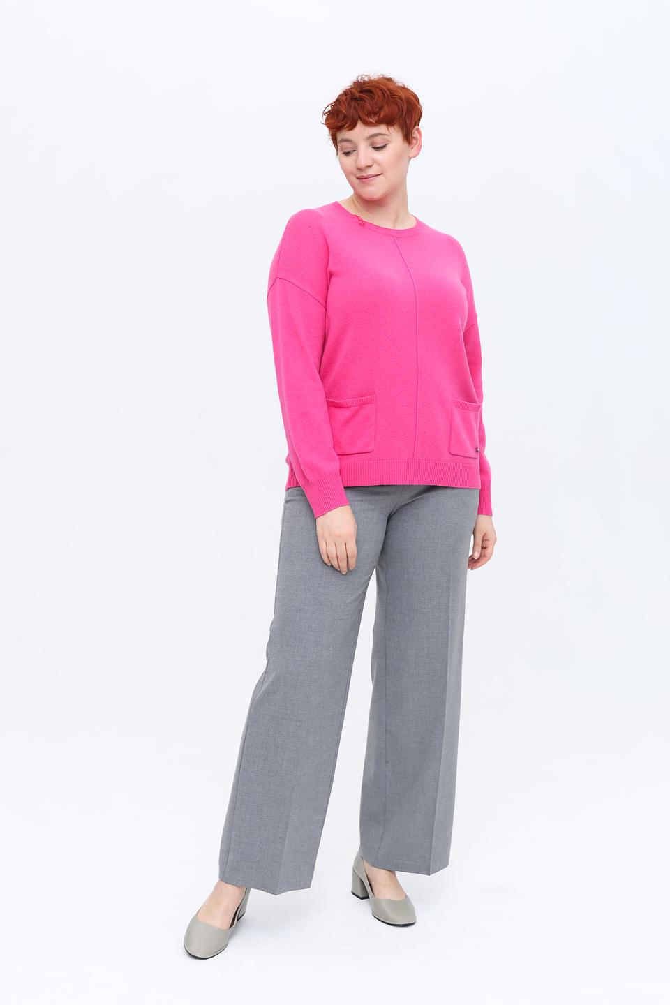 Пуловер Frapp фуксия с карманами