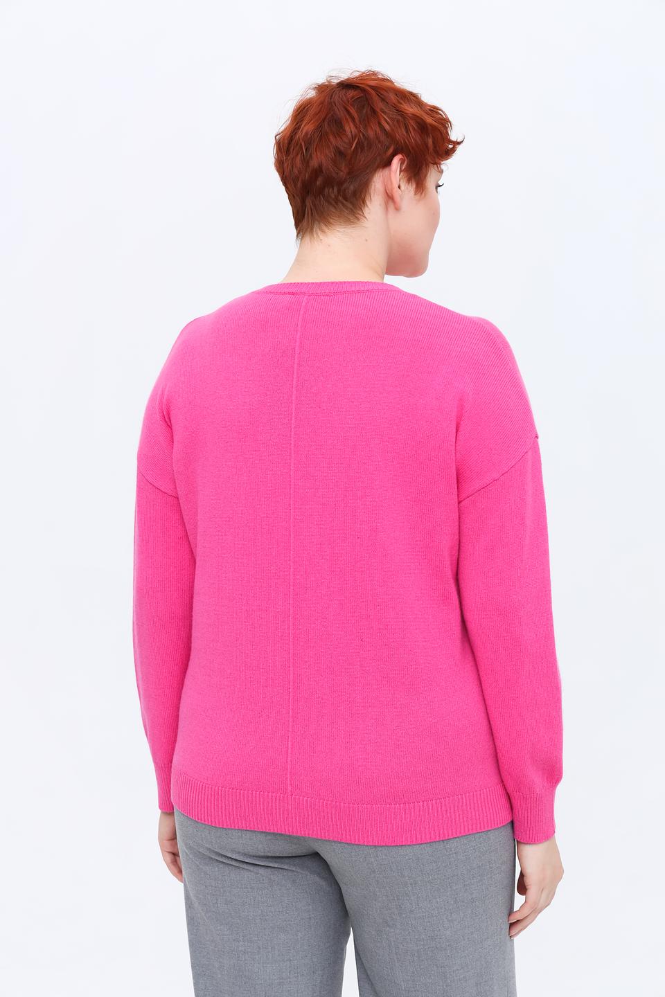 Пуловер Frapp фуксия с карманами