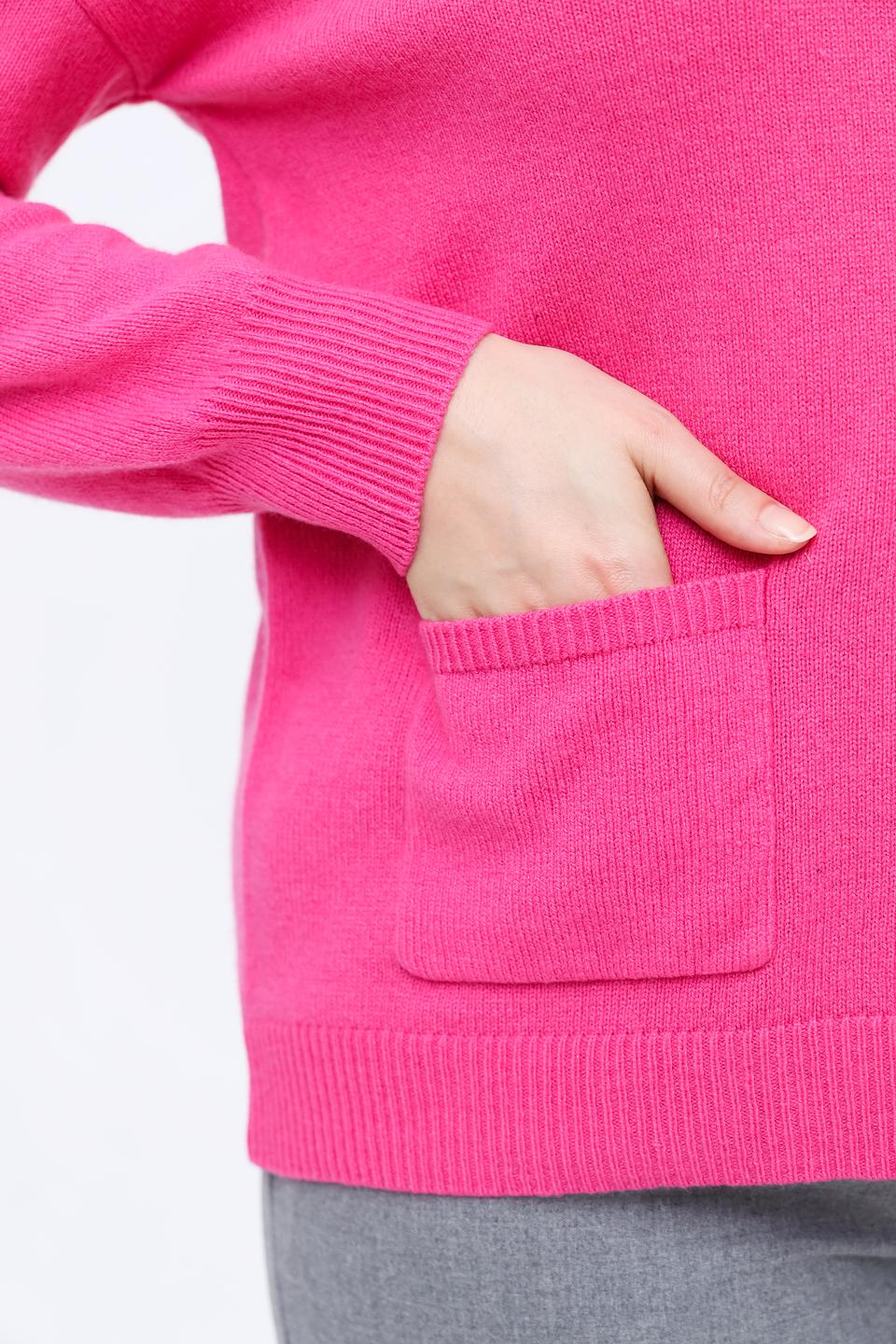 Пуловер Frapp фуксия с карманами