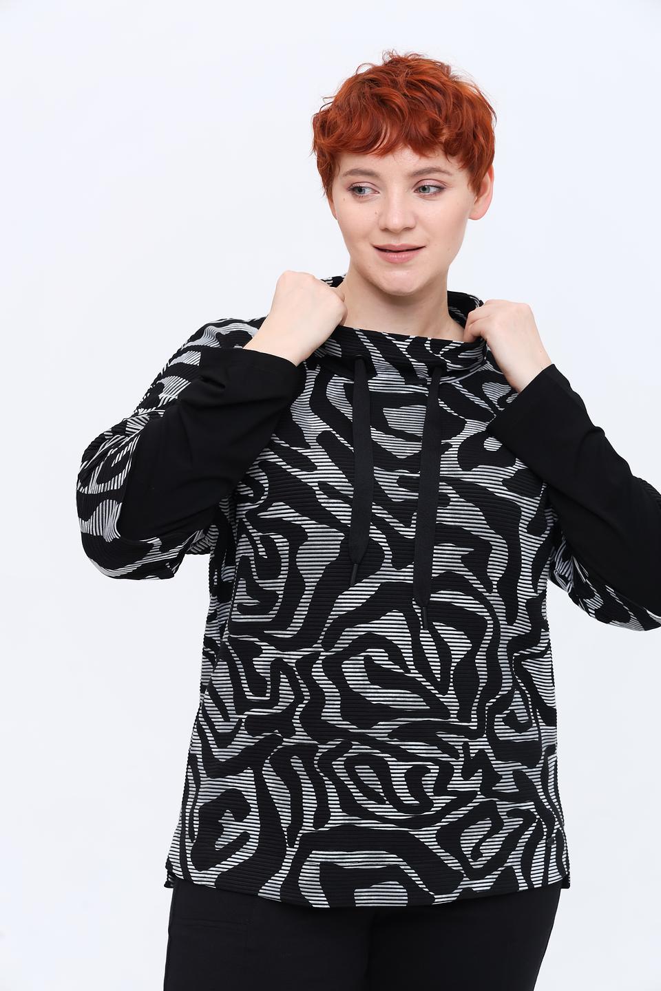 Блуза Via Appia DUE с принтом чёрно-белая