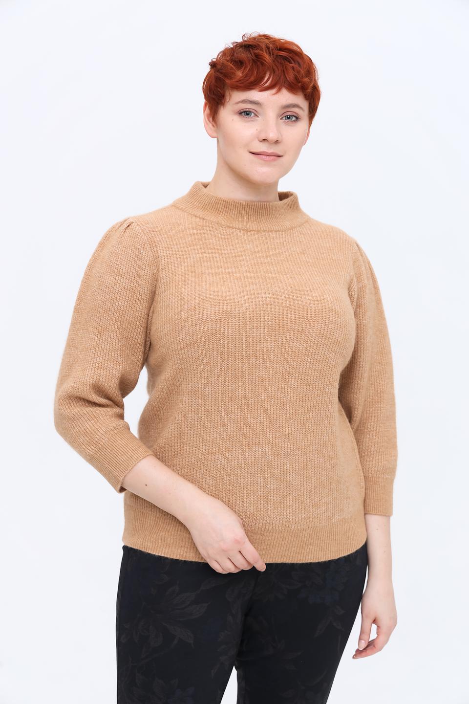 Пуловер Lecomte бежевый с рукавами-фонариками