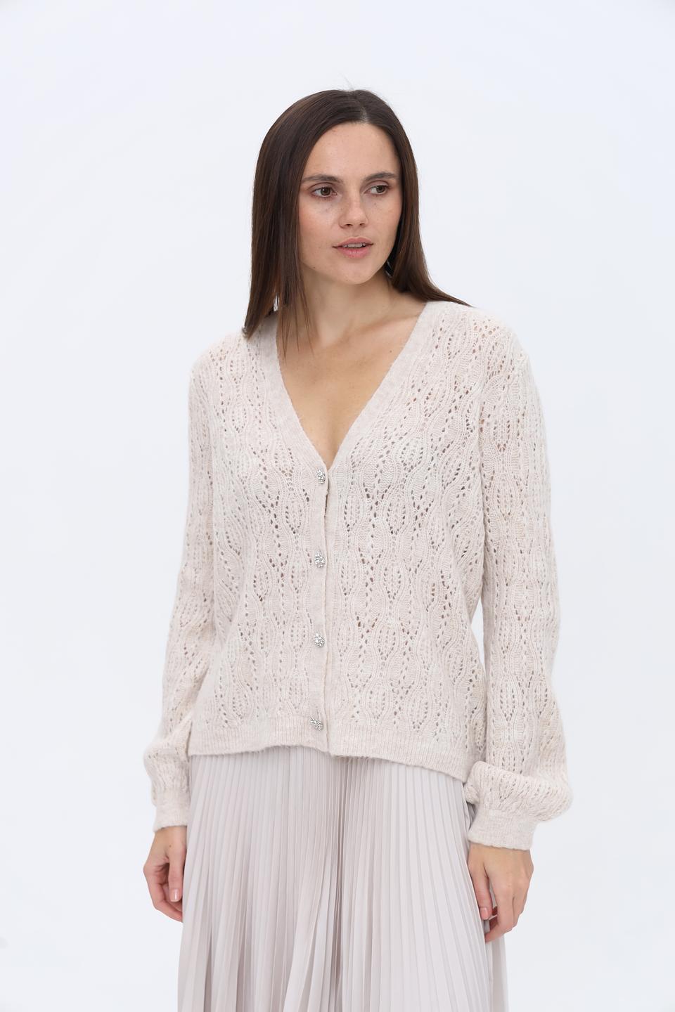 Кардиган MORE and MORE ажурный бежевый