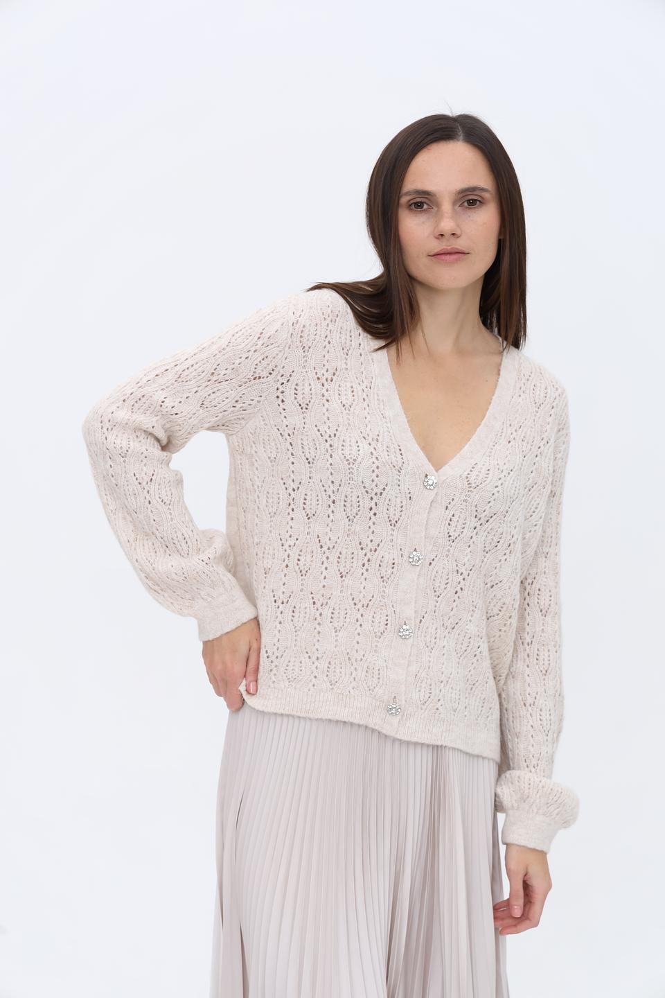 Кардиган MORE and MORE ажурный бежевый