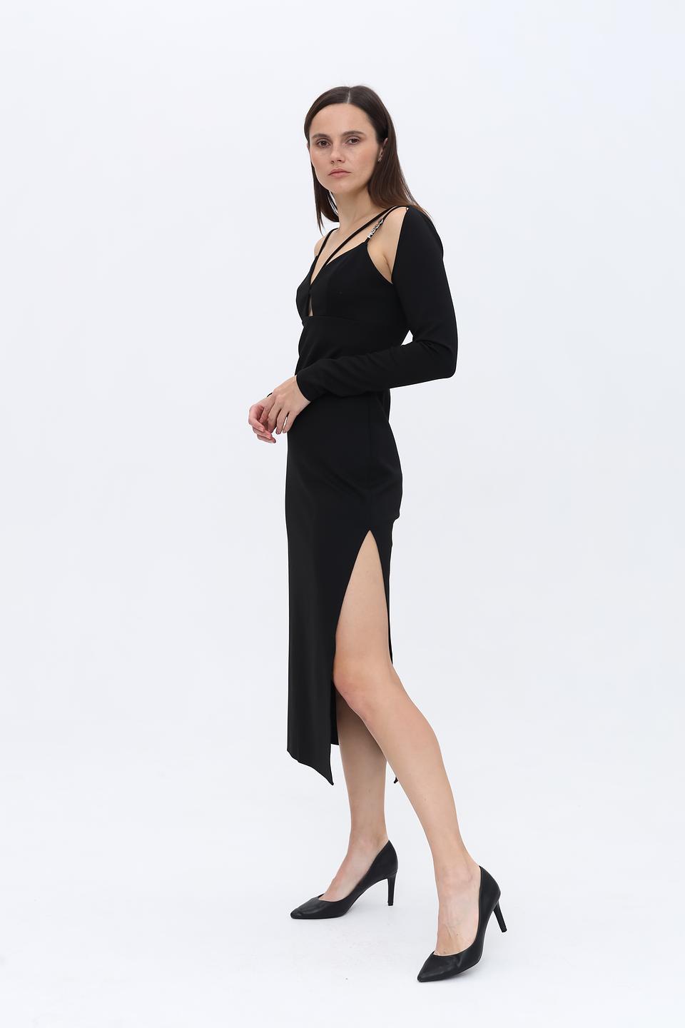 Платье Hugo черное с вырезом