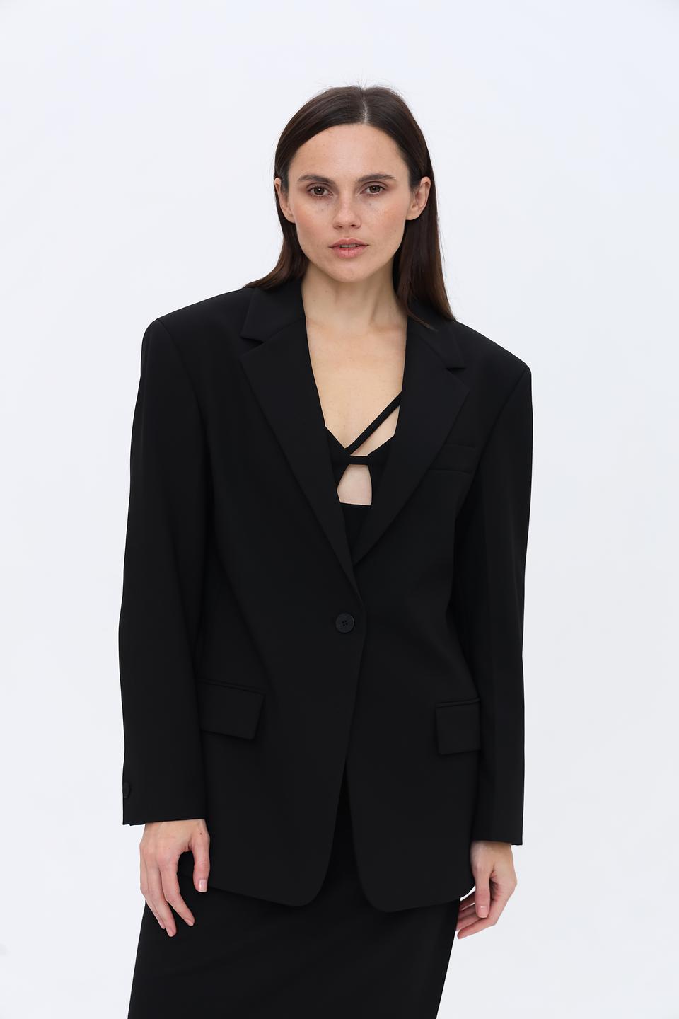 Жакет Hugo женский черный оверсайз