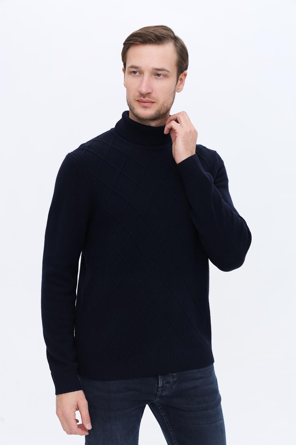 Водолазка Bugatti темно-синяя с узором