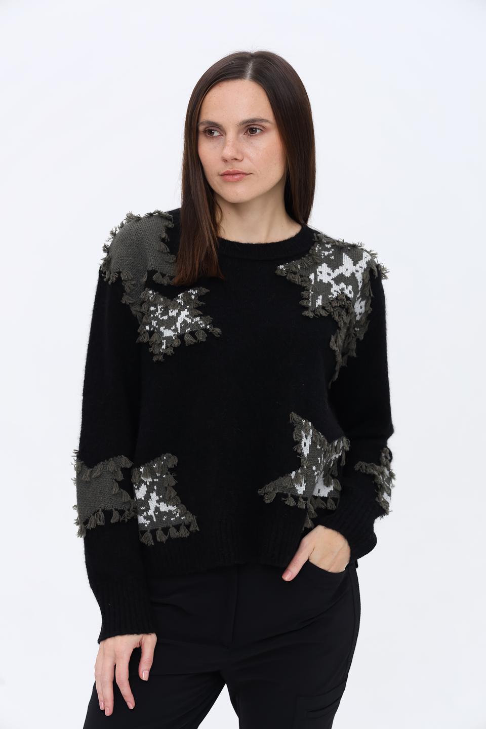 Пуловер Marc Cain с аппликацией чёрный