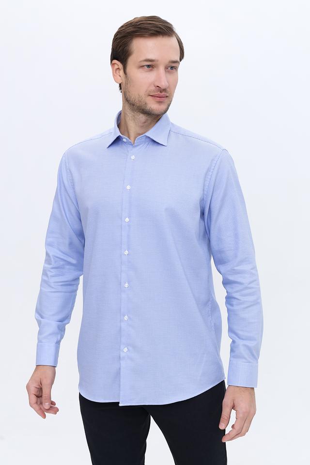 Рубашка Seidensticker голубая в мелкий рисунок