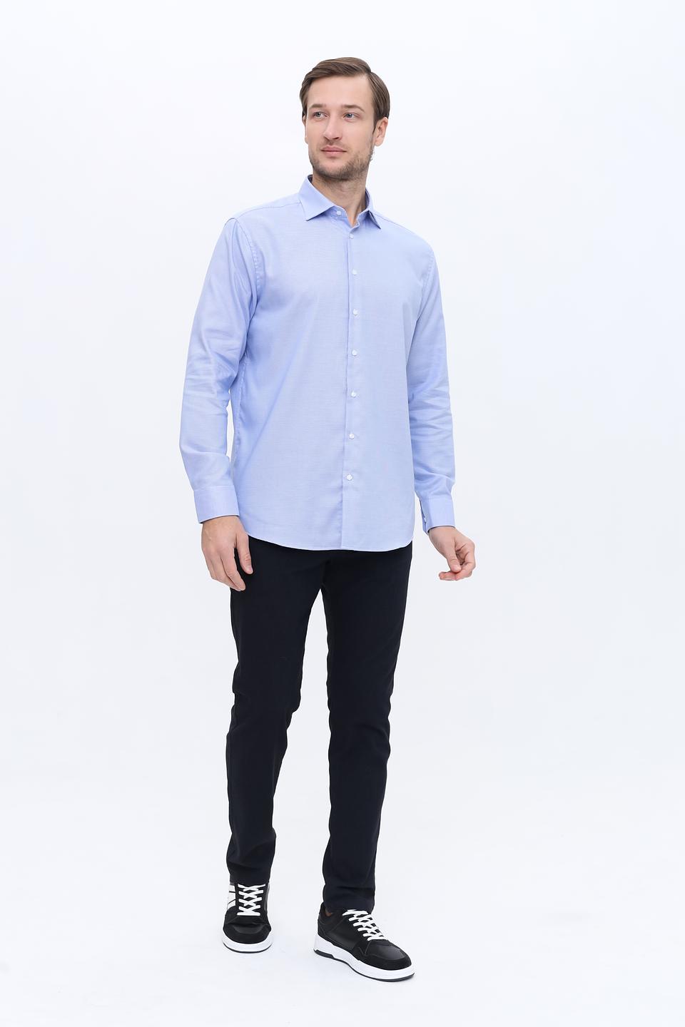 Рубашка Seidensticker голубая в мелкий рисунок