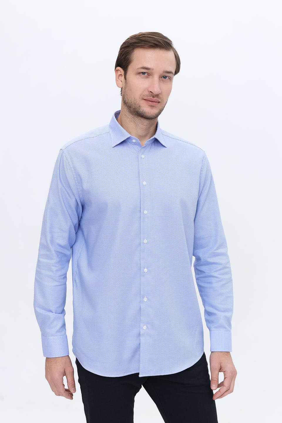 Рубашка Seidensticker голубая в мелкий рисунок