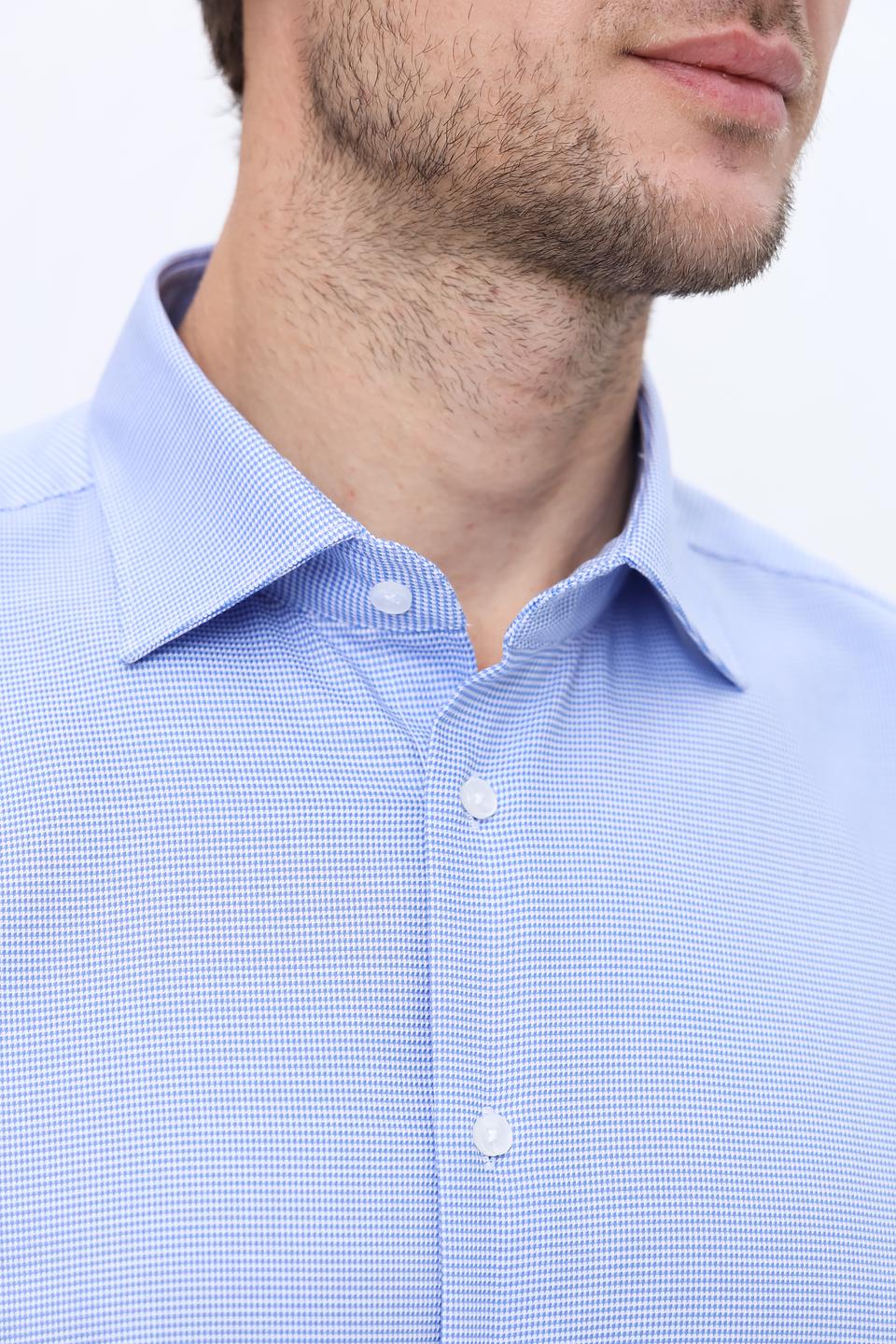 Рубашка Seidensticker голубая в мелкий рисунок